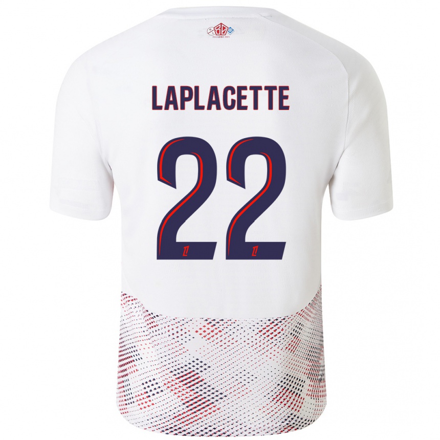 Kinder Fußball Tess Laplacette #22 Weiß Königsblau Auswärtstrikot Trikot 2024/25 T-Shirt Luxemburg