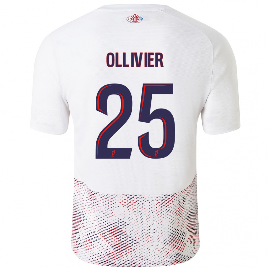 Kinder Fußball Agathe Ollivier #25 Weiß Königsblau Auswärtstrikot Trikot 2024/25 T-Shirt Luxemburg