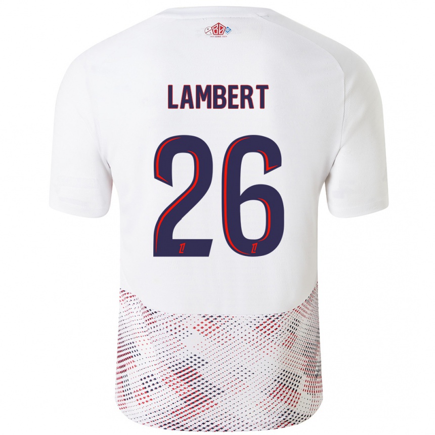 Kinder Fußball Anaïs Lambert #26 Weiß Königsblau Auswärtstrikot Trikot 2024/25 T-Shirt Luxemburg