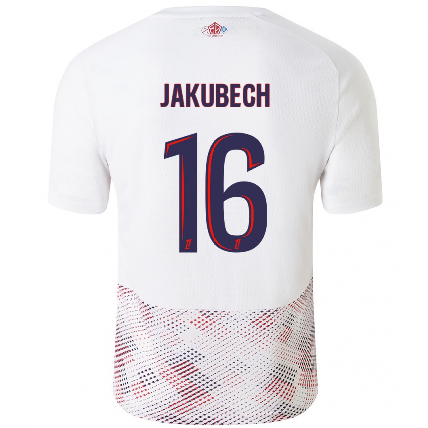 Kinder Fußball Adam Jakubech #16 Weiß Königsblau Auswärtstrikot Trikot 2024/25 T-Shirt Luxemburg