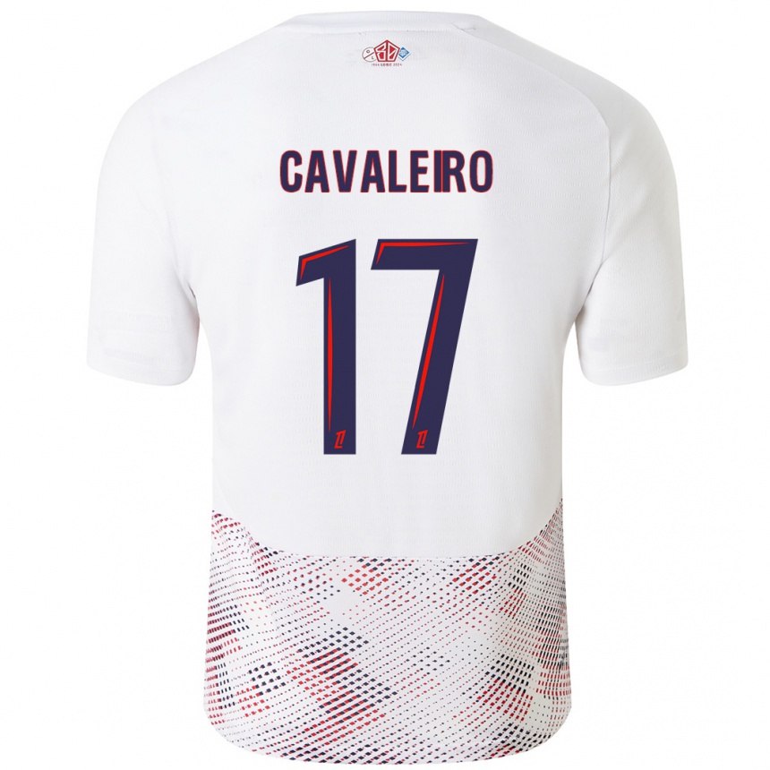 Kinder Fußball Ivan Cavaleiro #17 Weiß Königsblau Auswärtstrikot Trikot 2024/25 T-Shirt Luxemburg