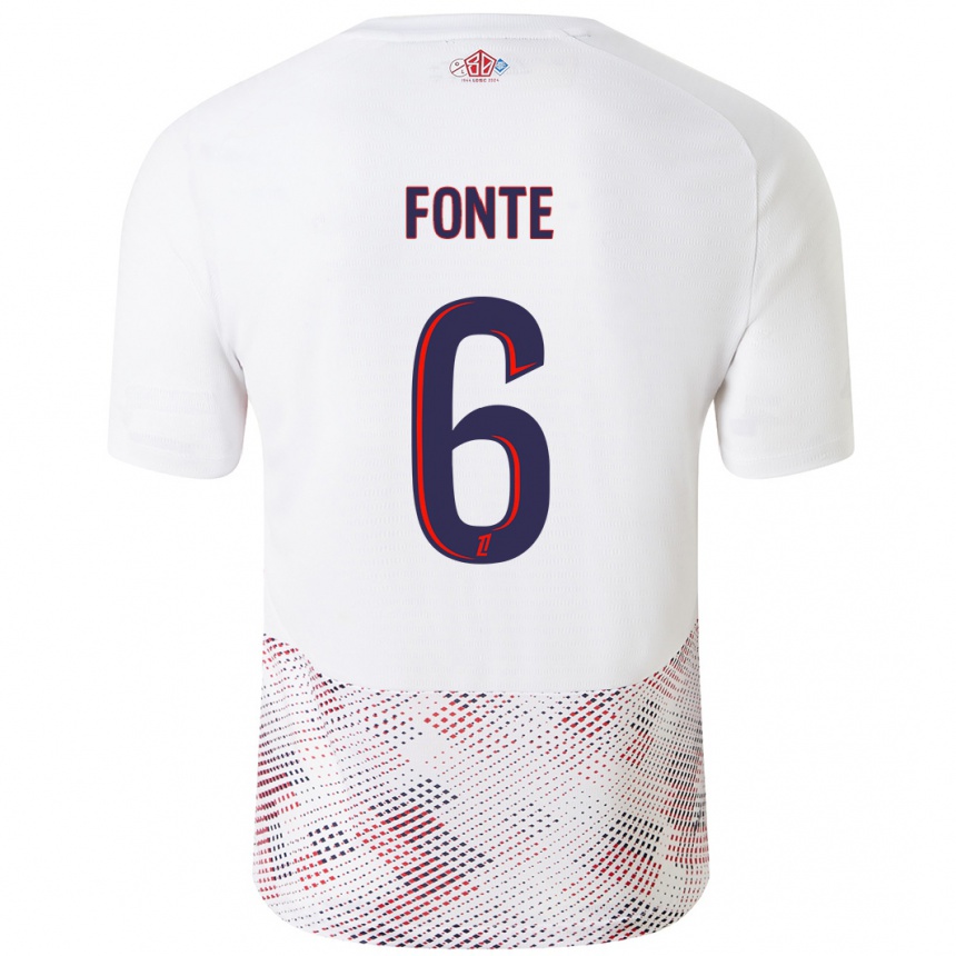 Kinder Fußball Jose Fonte #6 Weiß Königsblau Auswärtstrikot Trikot 2024/25 T-Shirt Luxemburg