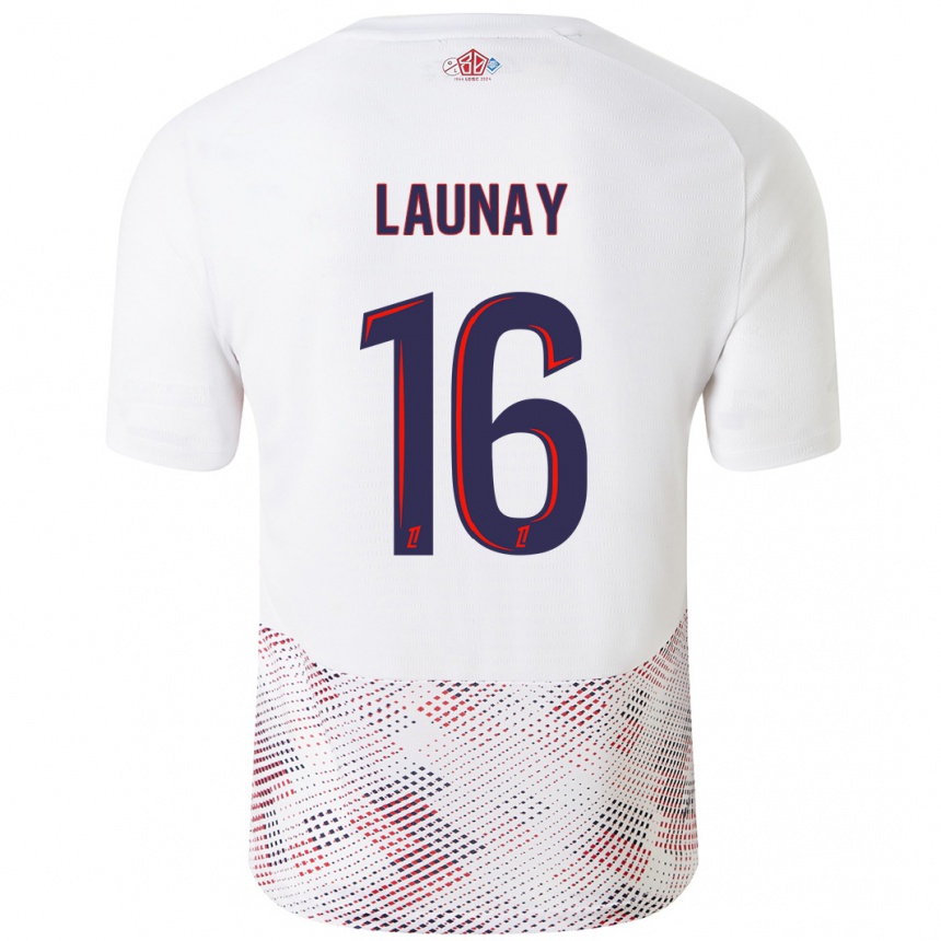 Kinder Fußball Elisa Launay #16 Weiß Königsblau Auswärtstrikot Trikot 2024/25 T-Shirt Luxemburg