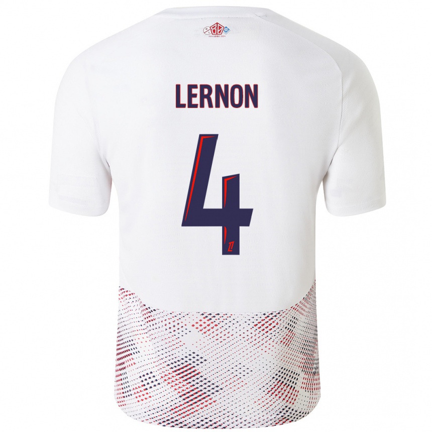 Kinder Fußball Jessica Lernon #4 Weiß Königsblau Auswärtstrikot Trikot 2024/25 T-Shirt Luxemburg