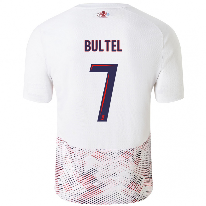 Kinder Fußball Ludivine Bultel #7 Weiß Königsblau Auswärtstrikot Trikot 2024/25 T-Shirt Luxemburg