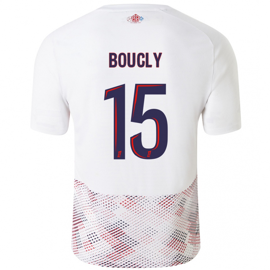 Kinder Fußball Maite Boucly #15 Weiß Königsblau Auswärtstrikot Trikot 2024/25 T-Shirt Luxemburg