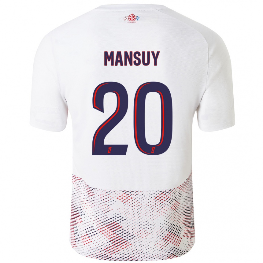 Kinder Fußball Heloise Mansuy #20 Weiß Königsblau Auswärtstrikot Trikot 2024/25 T-Shirt Luxemburg