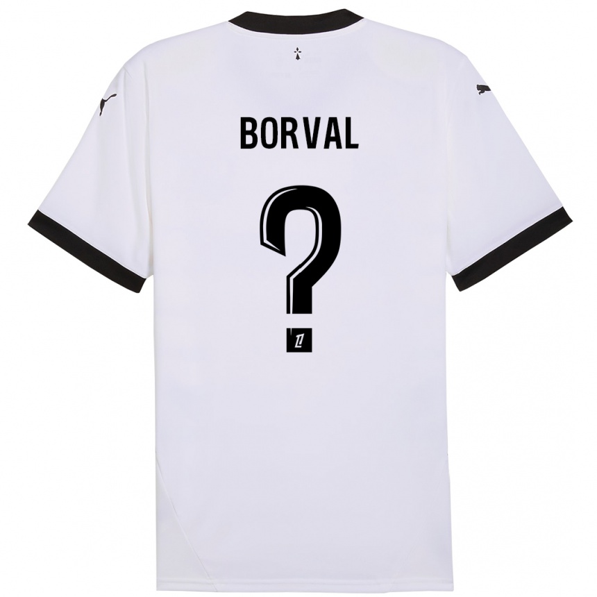 Kinder Fußball Cyril Borval #0 Weiß Schwarz Auswärtstrikot Trikot 2024/25 T-Shirt Luxemburg