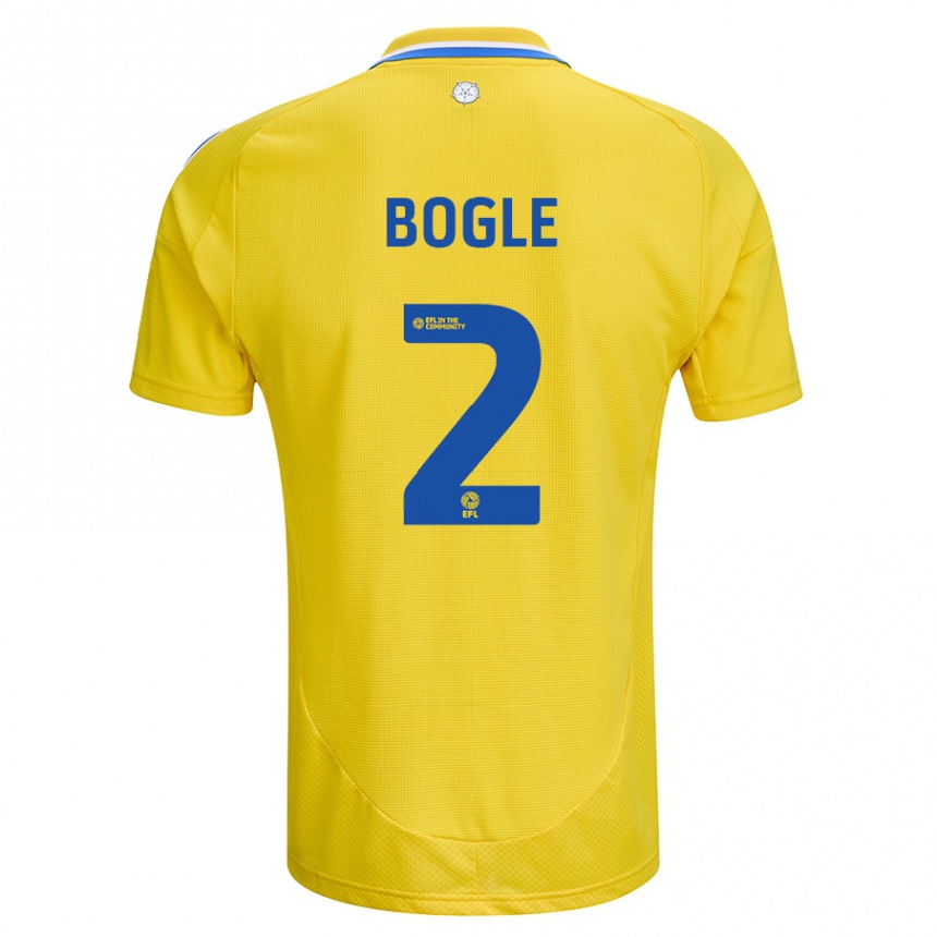 Kinder Fußball Jayden Bogle #2 Gelb Blau Auswärtstrikot Trikot 2024/25 T-Shirt Luxemburg