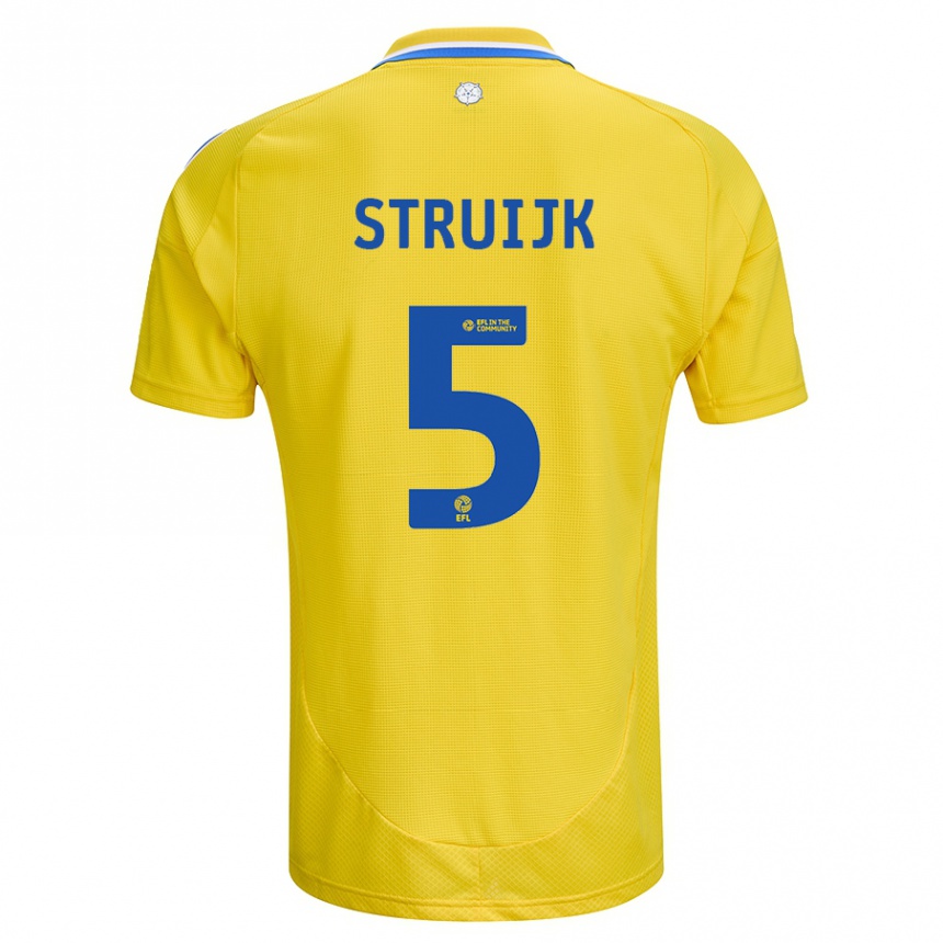 Kinder Fußball Pascal Struijk #5 Gelb Blau Auswärtstrikot Trikot 2024/25 T-Shirt Luxemburg