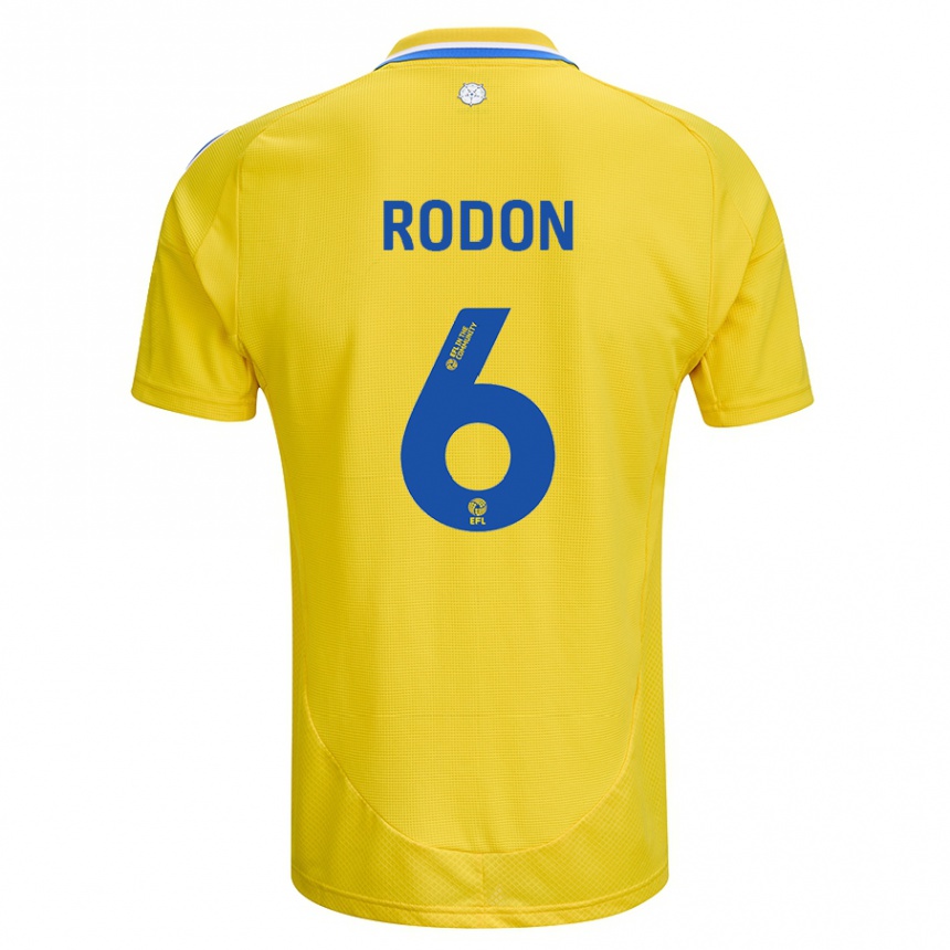 Kinder Fußball Joe Rodon #6 Gelb Blau Auswärtstrikot Trikot 2024/25 T-Shirt Luxemburg