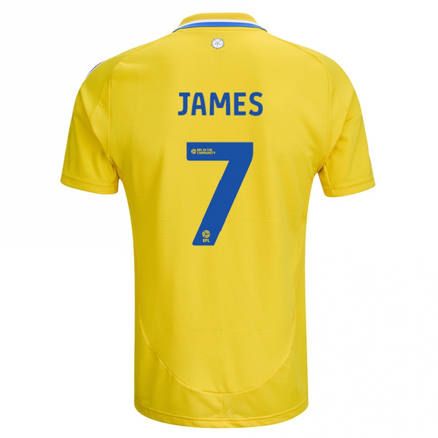 Kinder Fußball Daniel James #7 Gelb Blau Auswärtstrikot Trikot 2024/25 T-Shirt Luxemburg