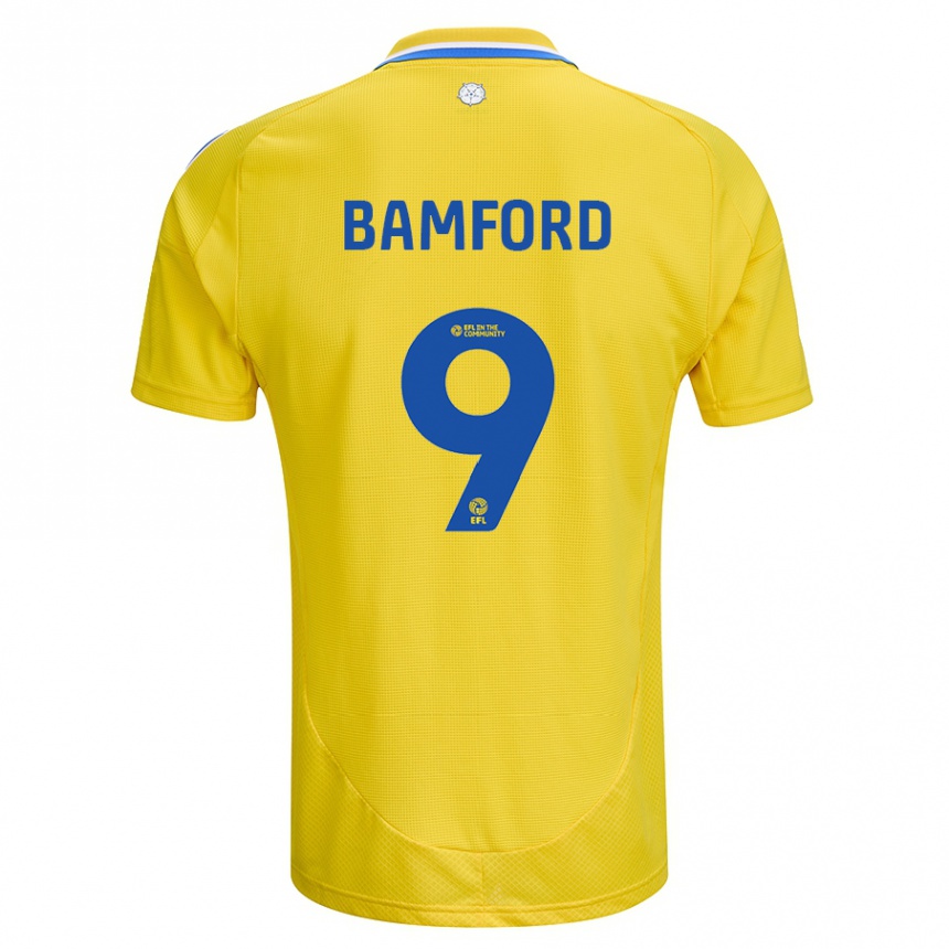 Kinder Fußball Patrick Bamford #9 Gelb Blau Auswärtstrikot Trikot 2024/25 T-Shirt Luxemburg