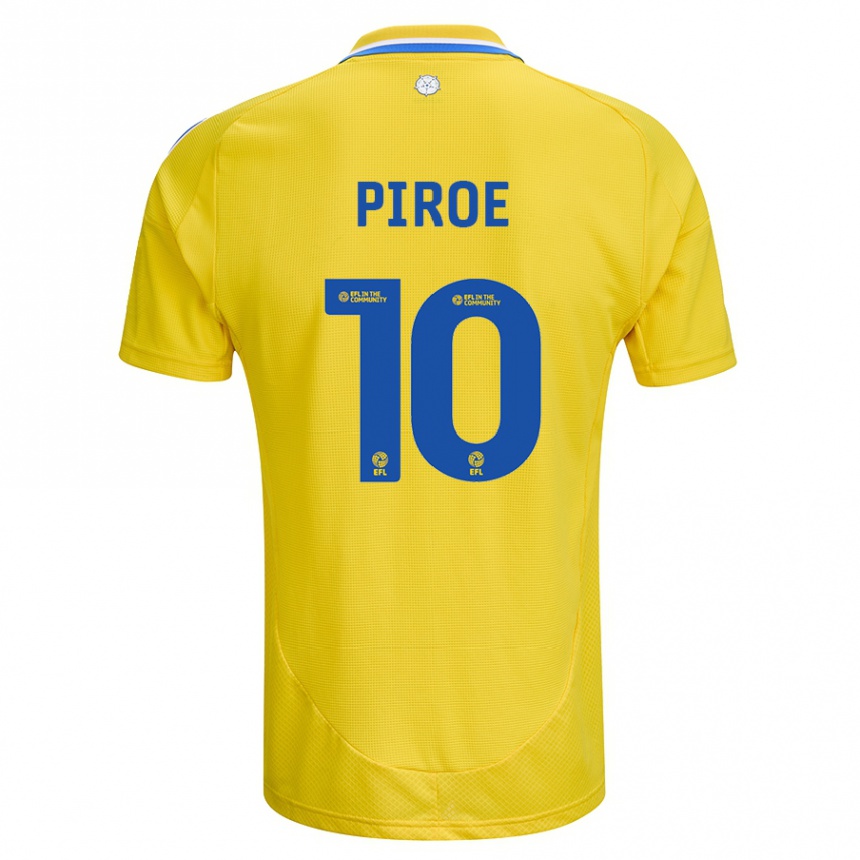 Kinder Fußball Joël Piroe #10 Gelb Blau Auswärtstrikot Trikot 2024/25 T-Shirt Luxemburg