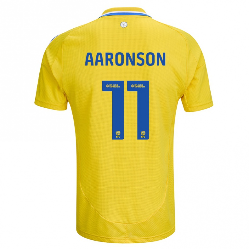 Kinder Fußball Brenden Aaronson #11 Gelb Blau Auswärtstrikot Trikot 2024/25 T-Shirt Luxemburg