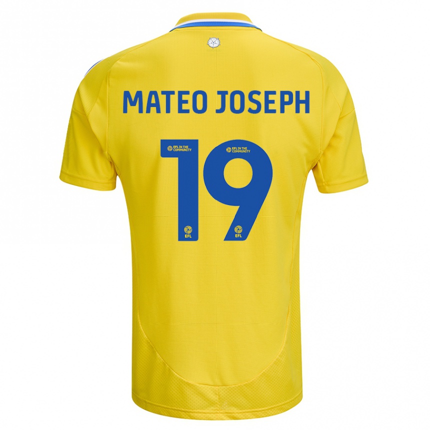 Kinder Fußball Mateo Joseph #19 Gelb Blau Auswärtstrikot Trikot 2024/25 T-Shirt Luxemburg