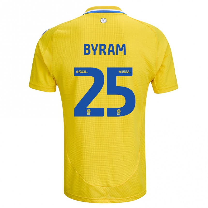 Kinder Fußball Sam Byram #25 Gelb Blau Auswärtstrikot Trikot 2024/25 T-Shirt Luxemburg