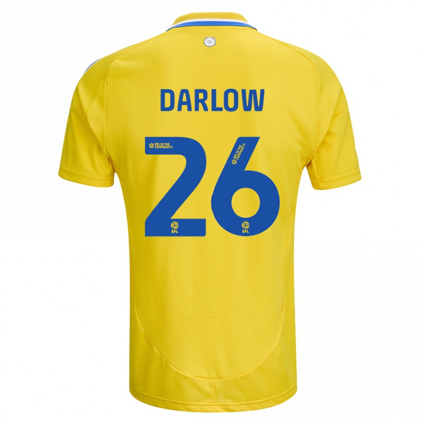 Kinder Fußball Karl Darlow #26 Gelb Blau Auswärtstrikot Trikot 2024/25 T-Shirt Luxemburg