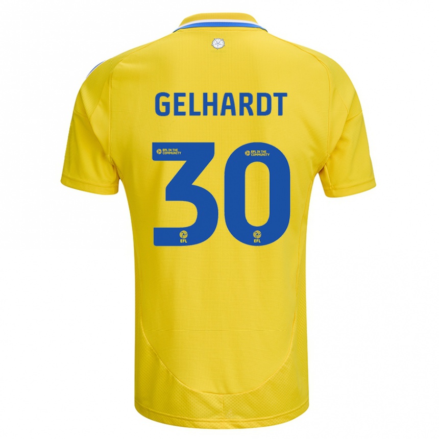 Kinder Fußball Joe Gelhardt #30 Gelb Blau Auswärtstrikot Trikot 2024/25 T-Shirt Luxemburg