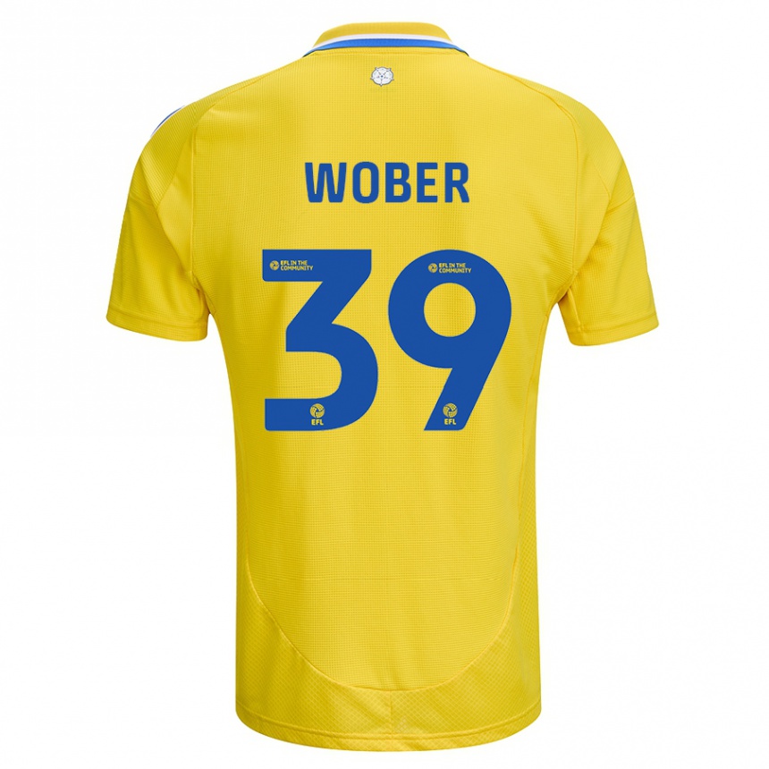 Kinder Fußball Maximilian Wöber #39 Gelb Blau Auswärtstrikot Trikot 2024/25 T-Shirt Luxemburg