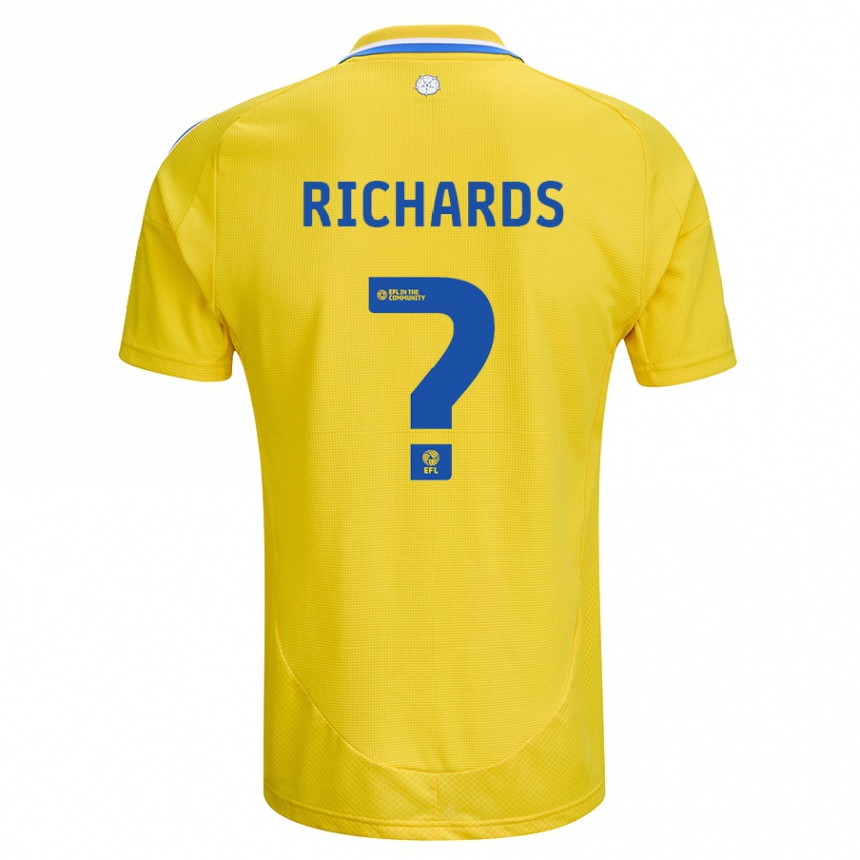 Kinder Fußball Joe Richards #0 Gelb Blau Auswärtstrikot Trikot 2024/25 T-Shirt Luxemburg