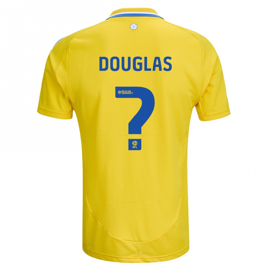 Kinder Fußball Connor Douglas #0 Gelb Blau Auswärtstrikot Trikot 2024/25 T-Shirt Luxemburg