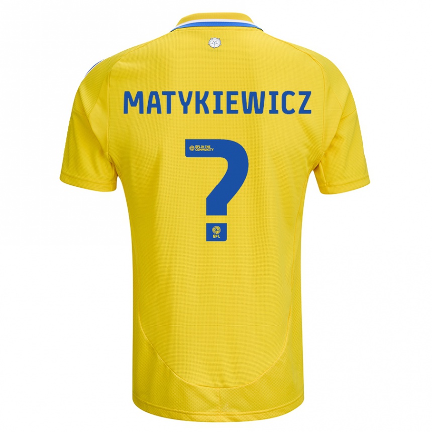 Kinder Fußball Luke Matykiewicz #0 Gelb Blau Auswärtstrikot Trikot 2024/25 T-Shirt Luxemburg