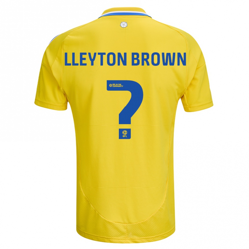 Kinder Fußball Lleyton Brown #0 Gelb Blau Auswärtstrikot Trikot 2024/25 T-Shirt Luxemburg