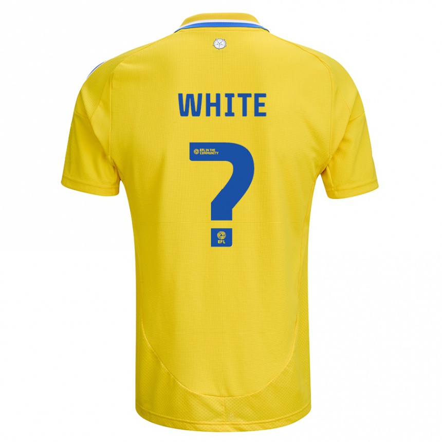 Kinder Fußball Logan White #0 Gelb Blau Auswärtstrikot Trikot 2024/25 T-Shirt Luxemburg