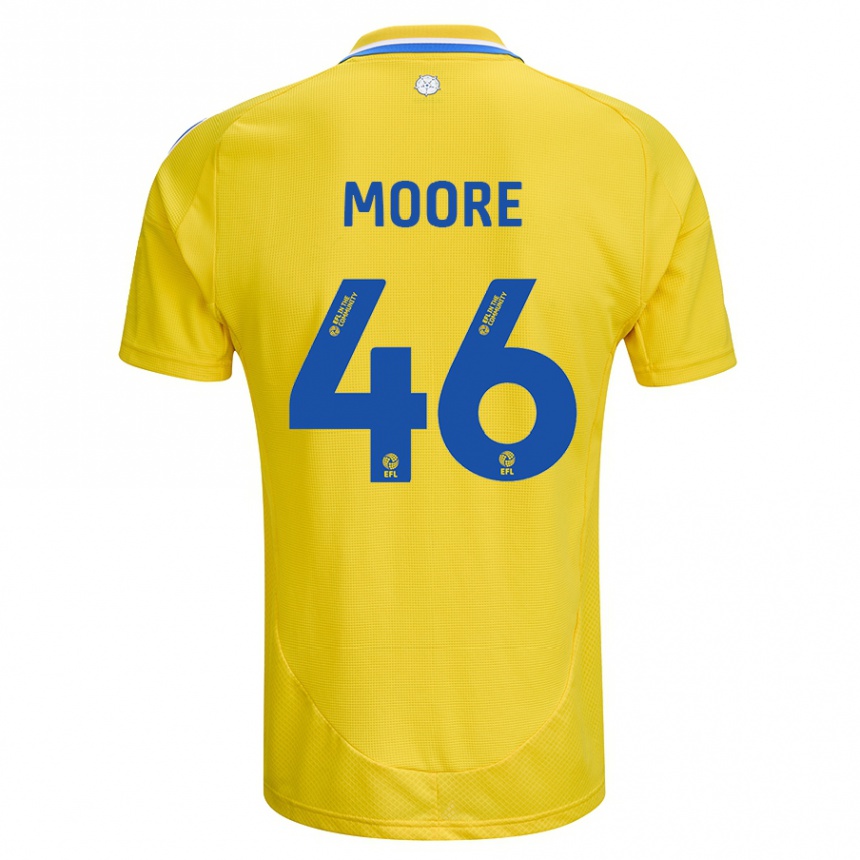 Kinder Fußball Kris Moore #46 Gelb Blau Auswärtstrikot Trikot 2024/25 T-Shirt Luxemburg