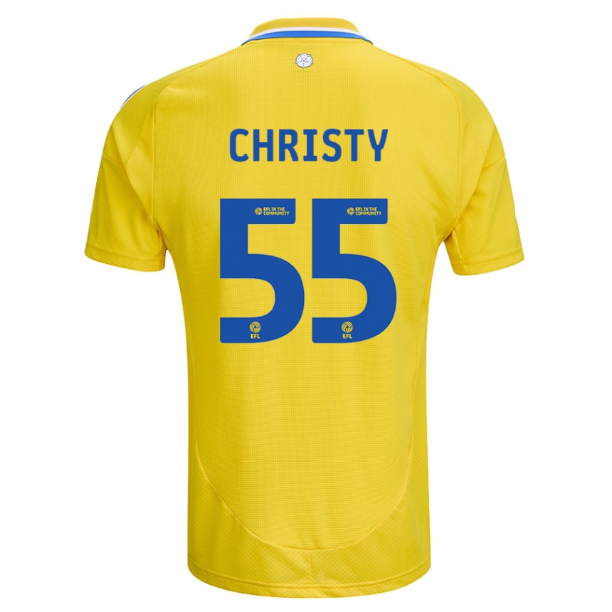 Kinder Fußball Harry Christy #55 Gelb Blau Auswärtstrikot Trikot 2024/25 T-Shirt Luxemburg