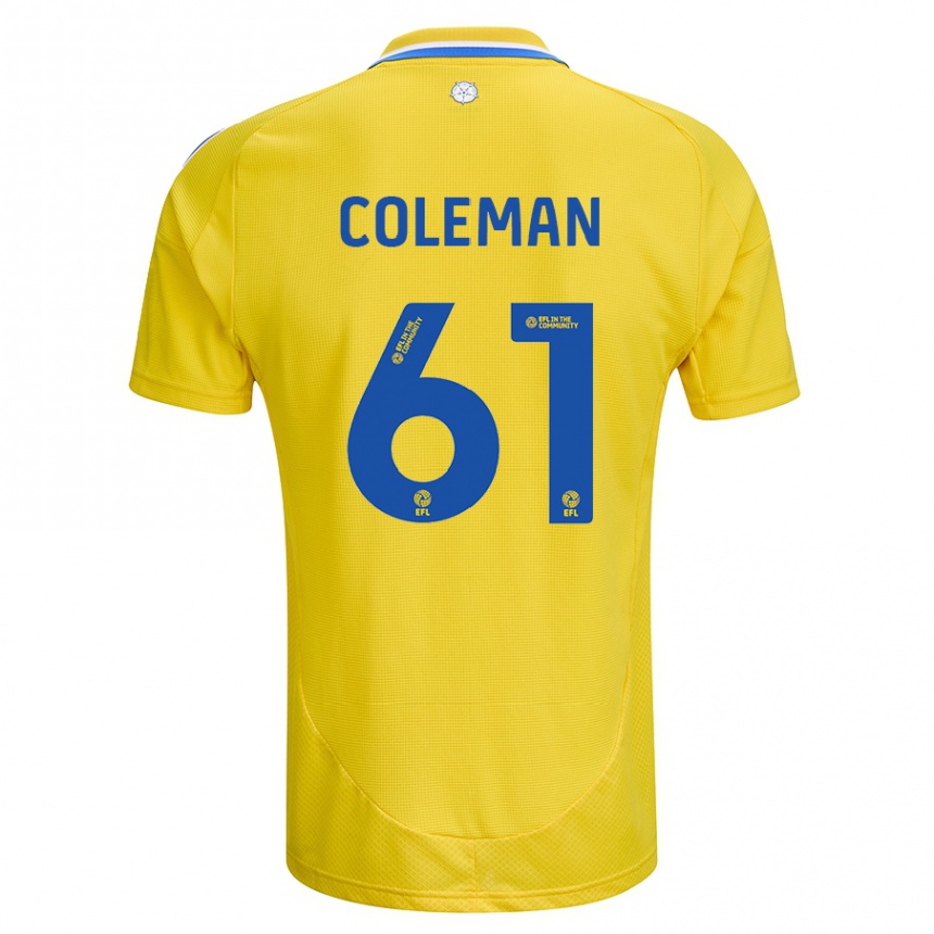 Kinder Fußball Cian Coleman #61 Gelb Blau Auswärtstrikot Trikot 2024/25 T-Shirt Luxemburg