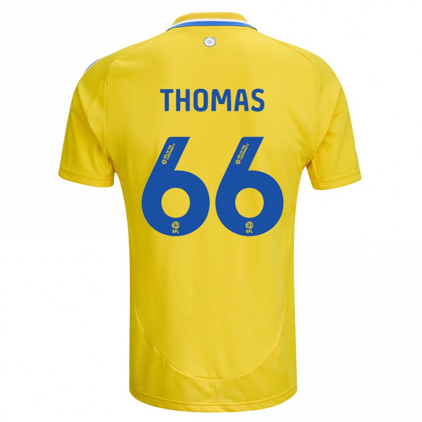 Kinder Fußball Luca Thomas #66 Gelb Blau Auswärtstrikot Trikot 2024/25 T-Shirt Luxemburg