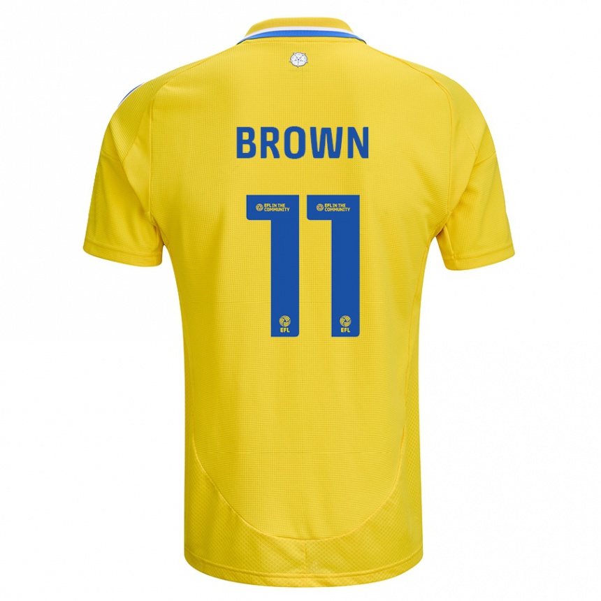 Kinder Fußball Abbie Brown #11 Gelb Blau Auswärtstrikot Trikot 2024/25 T-Shirt Luxemburg