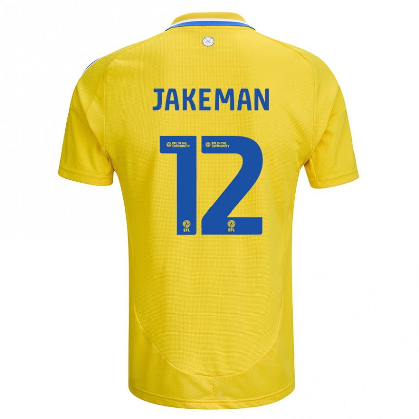 Kinder Fußball Harriet Jakeman #12 Gelb Blau Auswärtstrikot Trikot 2024/25 T-Shirt Luxemburg