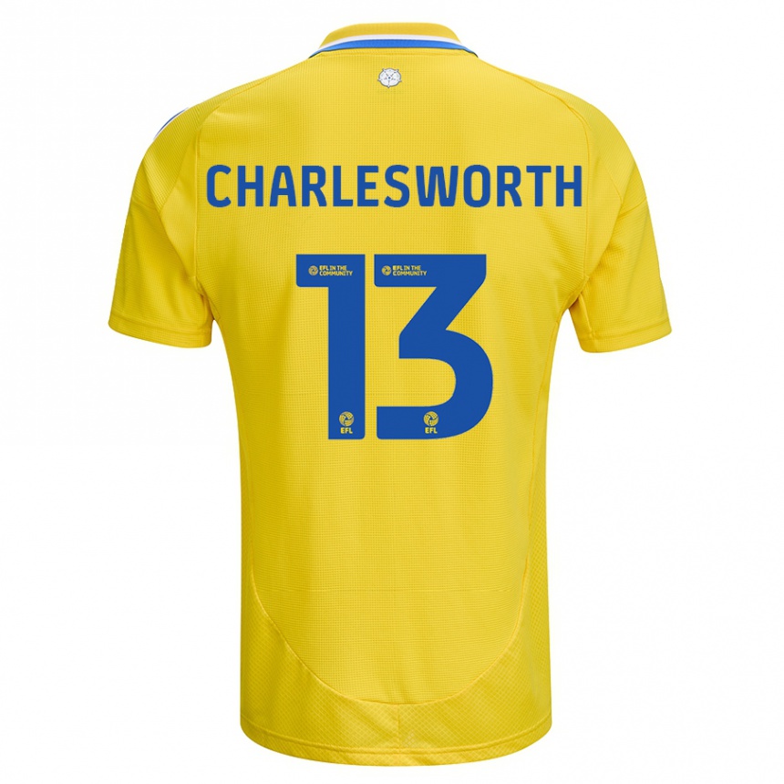 Kinder Fußball Millie Robshaw-Charlesworth #13 Gelb Blau Auswärtstrikot Trikot 2024/25 T-Shirt Luxemburg