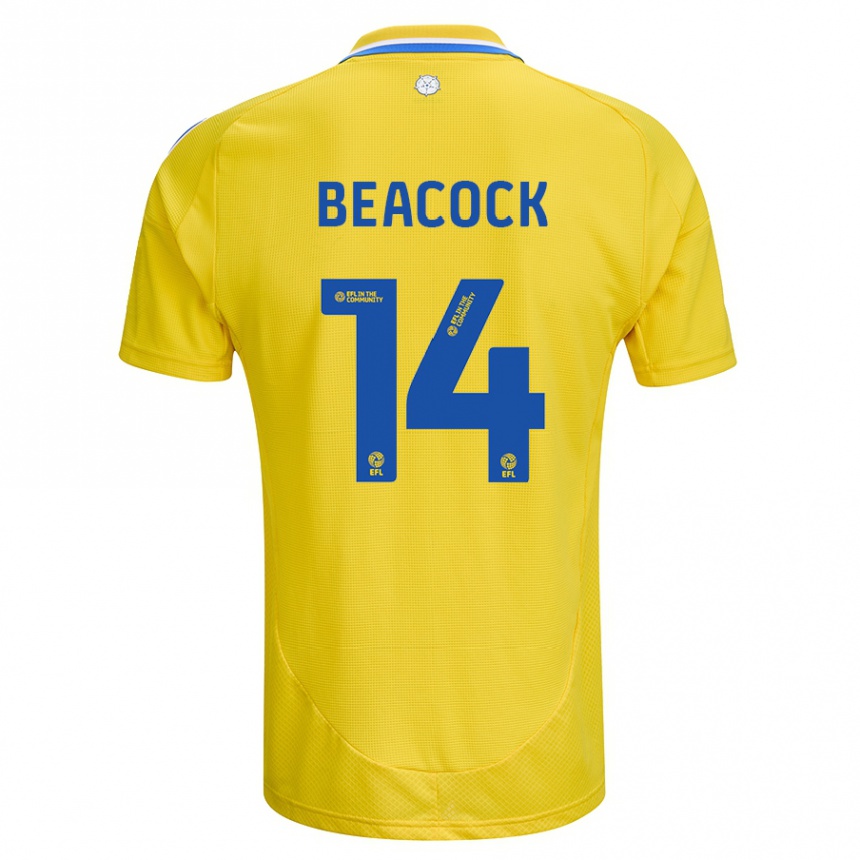 Kinder Fußball Molly Beacock #14 Gelb Blau Auswärtstrikot Trikot 2024/25 T-Shirt Luxemburg