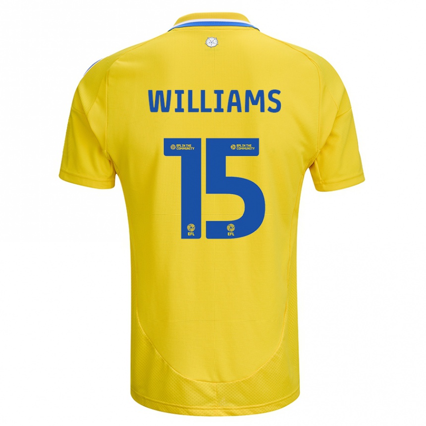 Kinder Fußball Paige Williams #15 Gelb Blau Auswärtstrikot Trikot 2024/25 T-Shirt Luxemburg