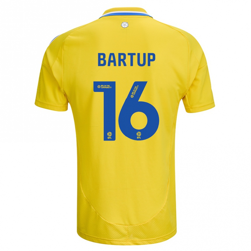 Kinder Fußball Laura Bartup #16 Gelb Blau Auswärtstrikot Trikot 2024/25 T-Shirt Luxemburg