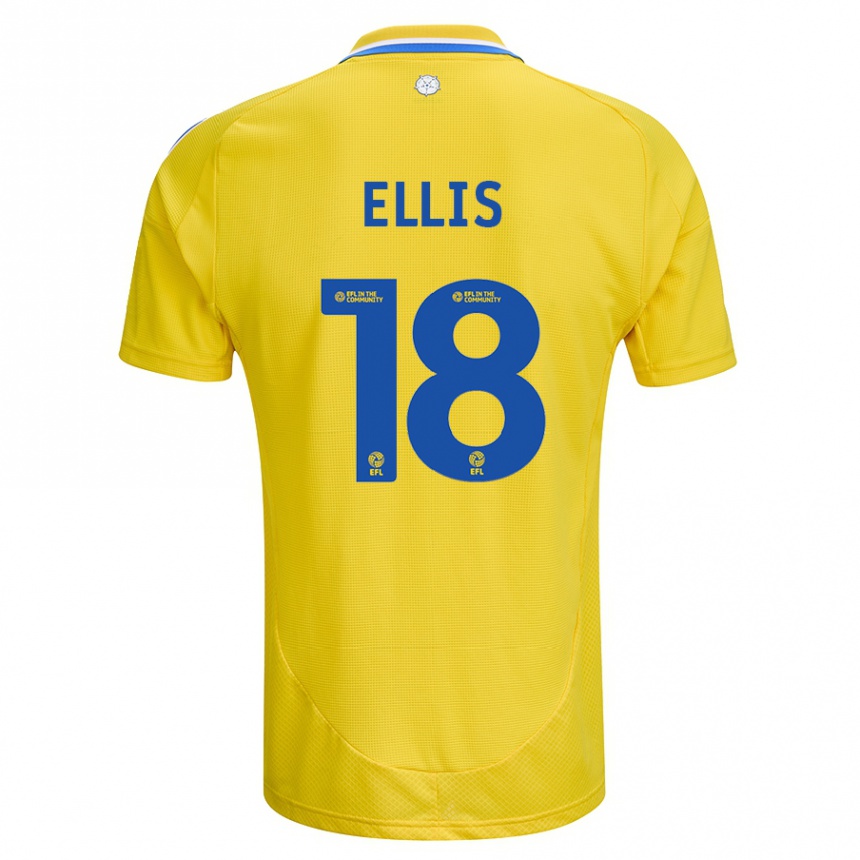 Kinder Fußball Macy Ellis #18 Gelb Blau Auswärtstrikot Trikot 2024/25 T-Shirt Luxemburg