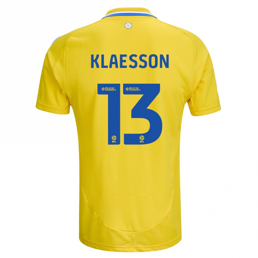 Kinder Fußball Kristoffer Klaesson #13 Gelb Blau Auswärtstrikot Trikot 2024/25 T-Shirt Luxemburg