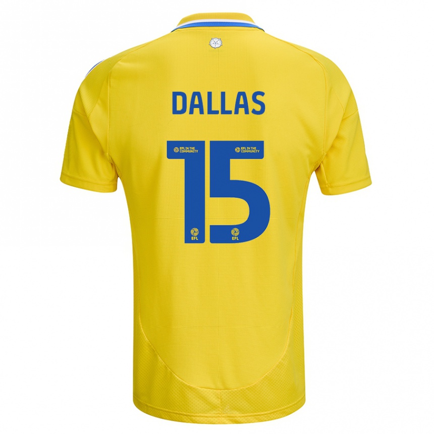 Kinder Fußball Stuart Dallas #15 Gelb Blau Auswärtstrikot Trikot 2024/25 T-Shirt Luxemburg