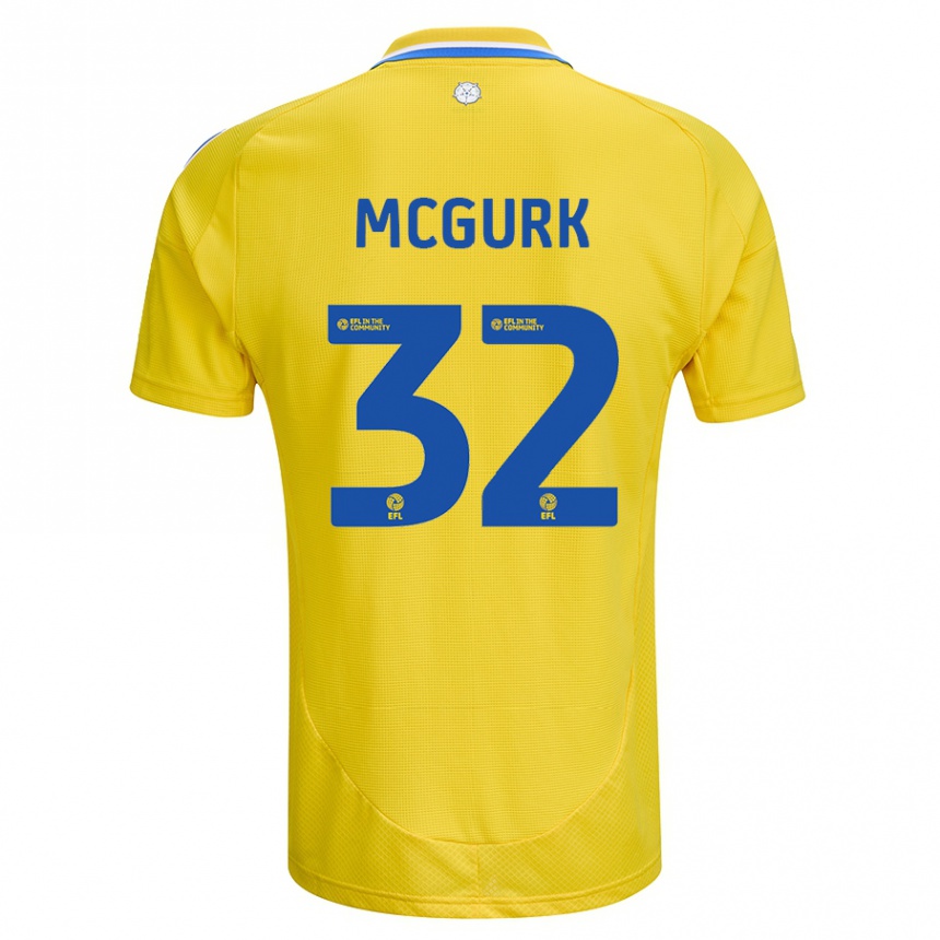 Kinder Fußball Sean Mcgurk #32 Gelb Blau Auswärtstrikot Trikot 2024/25 T-Shirt Luxemburg