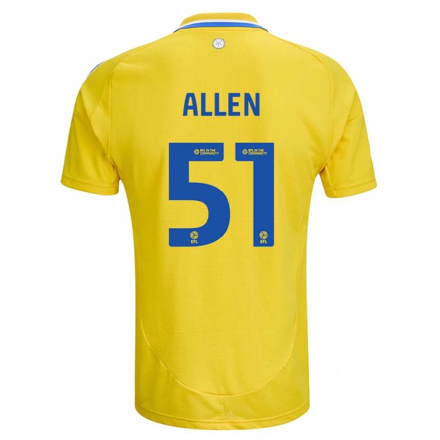 Kinder Fußball Charlie Allen #51 Gelb Blau Auswärtstrikot Trikot 2024/25 T-Shirt Luxemburg