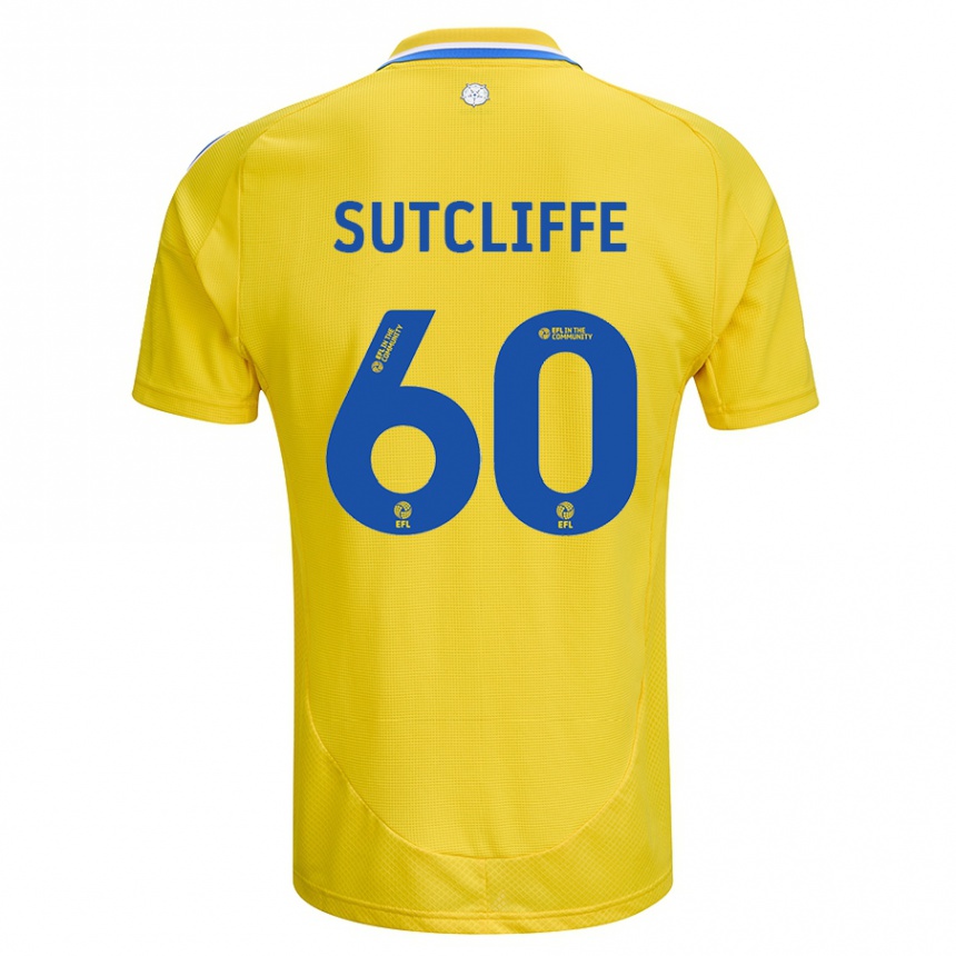 Kinder Fußball Harvey Sutcliffe #60 Gelb Blau Auswärtstrikot Trikot 2024/25 T-Shirt Luxemburg