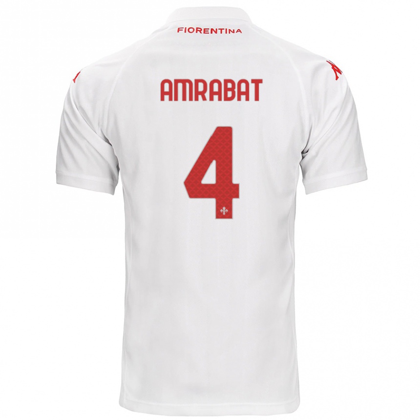 Kinder Fußball Sofyan Amrabat #4 Weiß Auswärtstrikot Trikot 2024/25 T-Shirt Luxemburg