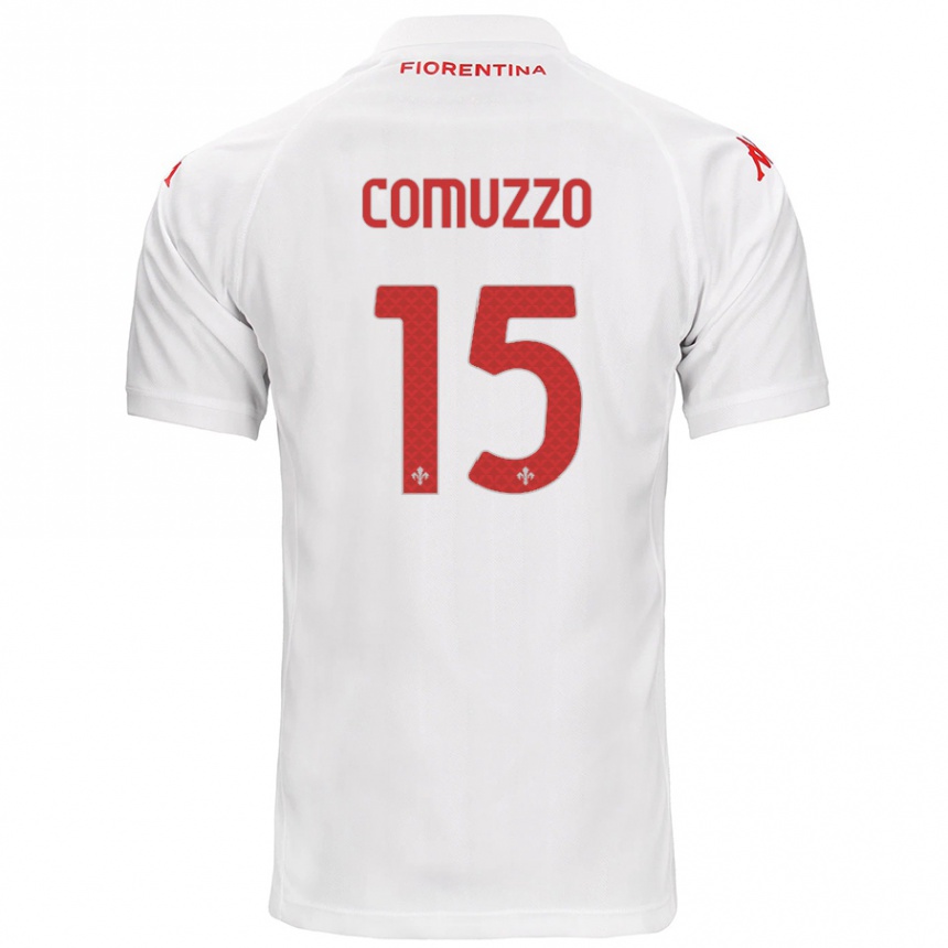 Kinder Fußball Pietro Comuzzo #15 Weiß Auswärtstrikot Trikot 2024/25 T-Shirt Luxemburg