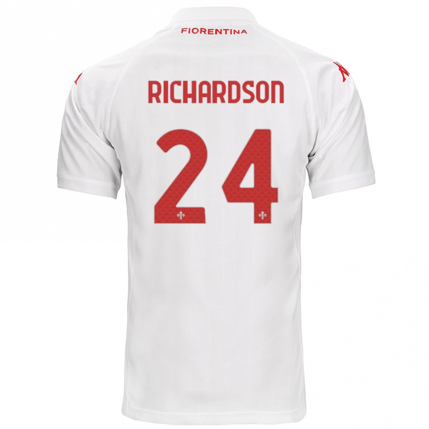 Kinder Fußball Amir Richardson #24 Weiß Auswärtstrikot Trikot 2024/25 T-Shirt Luxemburg