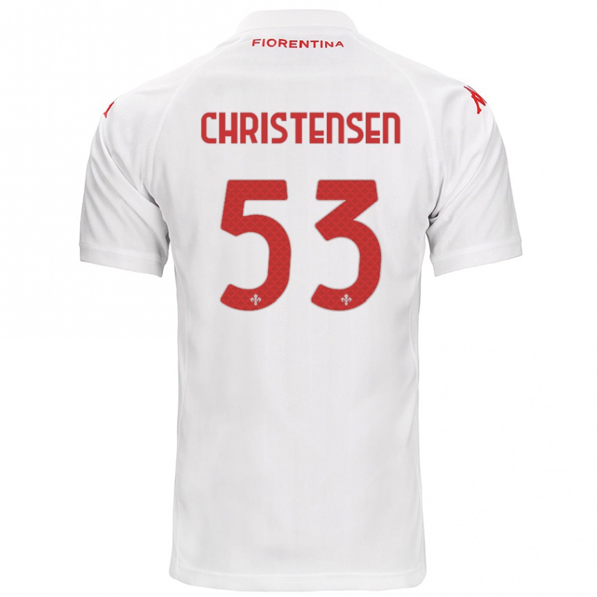 Kinder Fußball Oliver Christensen #53 Weiß Auswärtstrikot Trikot 2024/25 T-Shirt Luxemburg