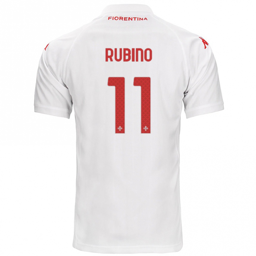 Kinder Fußball Tommaso Rubino #11 Weiß Auswärtstrikot Trikot 2024/25 T-Shirt Luxemburg